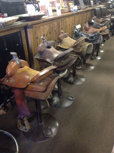 Saddle Repurpose Ideas, Old Saddle Decor Ideas, Saddle Stools Diy, Saddle Bar Stools Diy, Saddle Barstools In Kitchen, Saddle Chair Stools, Get Long Hair Fast, Saddle Display, Hair Growth At Home