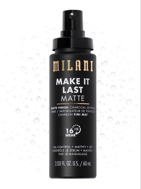 Milani Make it Last Charcoal Matte Setting Spray- (2.03 Fl. Oz.) Cruelty-Free Makeup Primer for Oily Skin - Long Lasting Finishing Spray Setting Spray For Oily Skin, Primer And Setting Spray, Matte Setting Spray, Primer For Oily Skin, Creative Photography Projects, Makeup List, Finishing Spray, Makeup Must Haves, Cruelty Free Makeup