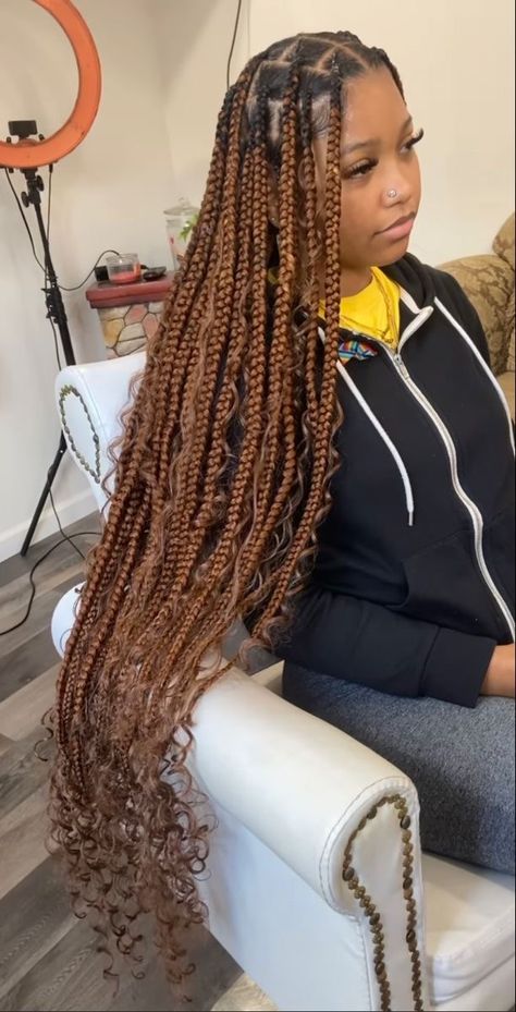 Copper Knotless Box Braids, Copper Braids Black Women, Fairy Braids, Copper Braids, Thick Braids, Braids Fashion, Big Box Braids Hairstyles, Ginger Hair Color, Box Braids Hairstyles For Black Women