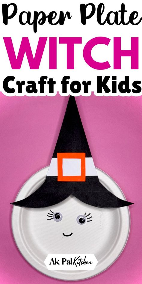 Paper plate witch craft is the perfect Halloween crafts for kids. Create a fun and easy witch face craft with just a few supplies. This DIY Halloween witch craft is great for preschoolers and toddlers, making it ideal for classrooms or at home. Use paper plates to make spooky decorations like witch hats, ghosts, or pumpkins. These simple paper plate Halloween crafts are not only creative but also budget-friendly. Get inspired with this fun witch craft idea and let kids enjoy a spooky session! Paper Plate Witch Craft, Witch Craft For Kids, Halloween Paper Plate Crafts, Vampire Decorations, Paper Plate Halloween Crafts, Homemade Halloween Decor, Paper Plate Halloween, Diy Halloween Witch, Easy Halloween Craft