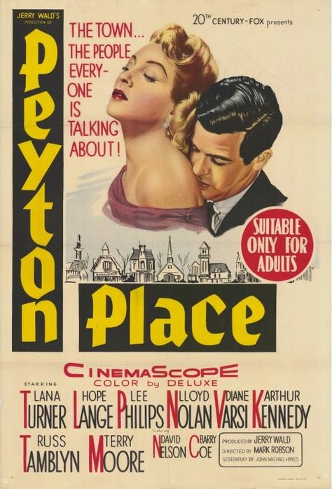 Classic Film and TV Café: Peyton Place: "Everything in this town happens behind brown wrappers" Russ Tamblyn, Peyton Place, Don Murray, Terry Moore, Lorne Greene, Film Vintage, Lana Turner, Turner Classic Movies, Kirk Douglas