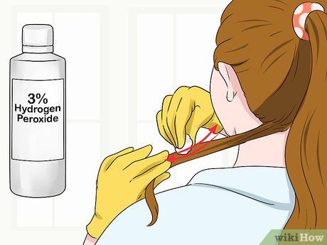 Image titled Bleach Your Hair With Hydrogen Peroxide Step 4 Hydrogen Peroxide Hair Lightening, Bleaching Underneath Hair, Hydrogen Peroxide Hair, Bleaching Hair At Home, Peroxide Hair, Blonde Hair At Home, Color Melting Hair, Diy Hair Dye, How To Dye Hair At Home