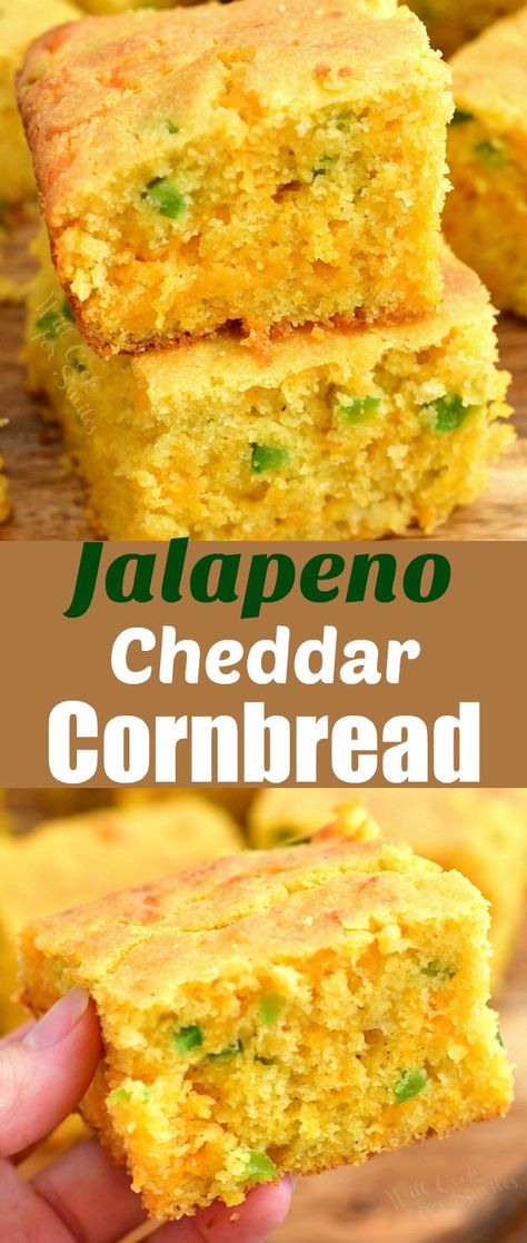 Jalapeno Cornbread Recipe, Jalapeño Cornbread Recipe, Recipe With Sour Cream, Jalapeno Cheddar Cornbread, Cheddar Cornbread, Jalapeño Cornbread, Simple Bread, Moist Cornbread, Honey Cornbread