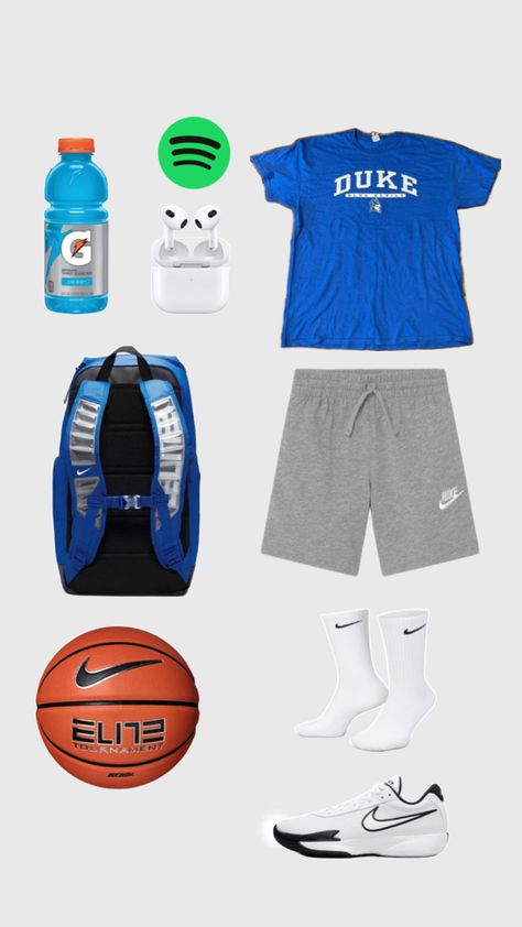 Nike ball elite/ gatored blue/ gt cut academy/ nike shocs/ élit bag blue/ air pods Outfit Basketball, Basketball Outfit, Sporty Outfits Men, Basketball Accessories, Outfit Nike, Drippy Outfit, Basketball Photography, Basketball Clothes, Boys Fits