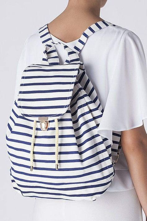 Canvas Drawstring Backpack, Sailor Stripes, Back To School Backpacks, Blue Backpack, Going Back To School, Dressed Down, The School, Drawstring Backpack, School Supplies