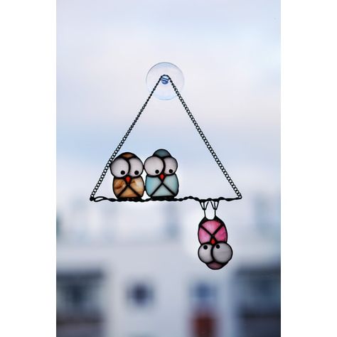 Stained Glass Pendant, Glass Owl, Stained Glass Birds, Stained Glass Decor, Stained Glass Window Hanging, Stained Glass Suncatchers, Stained Glass Diy, Stained Glass Crafts, Window Mirror