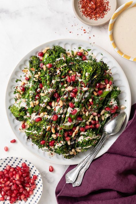 Happy Grill, Broccolini Recipe, Grilled Broccolini, Grilled Broccoli, Lemon Tahini Dressing, Warm Salad, Tahini Dressing, Simply Recipes, Pine Nuts