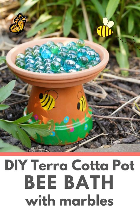 Bee Bath, Terra Cotta Pot Crafts Diy, Bee Friendly Garden, Terra Cotta Pot, Terra Cotta Pot Crafts, Pot Plants, Project For Kids, Bee Garden, Bee Friendly