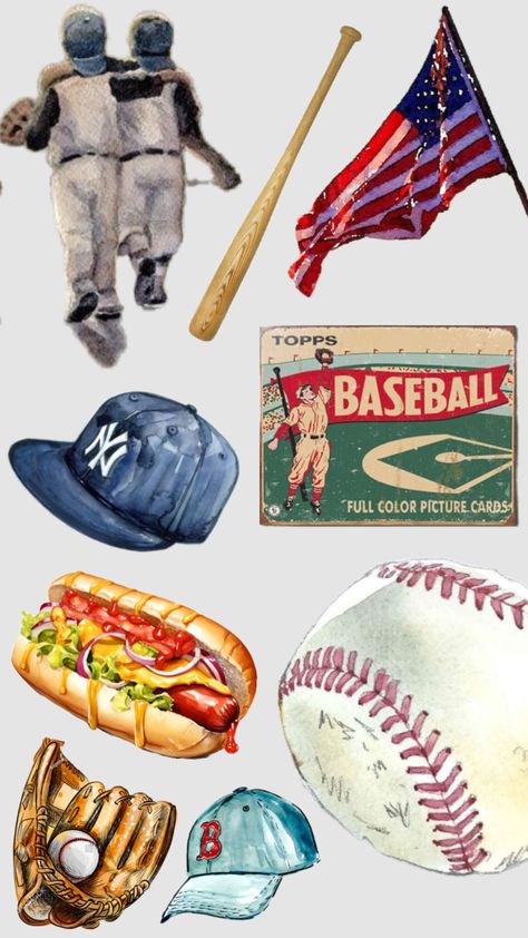 Baseball Collage, Sports Collage, Collage Wallpapers, Journal Prints, Scrapbook Inspo, Collage Book, Summer Scrapbook, Junk Journaling, Beach Aesthetic