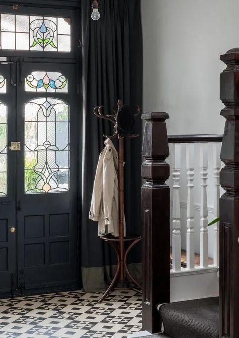 Blackened Farrow And Ball, Dark Green Hallway, Green Paint Colours, Dark Green Paint, Dark Green Living Room, Emily May, Hallway Paint, Green Hallway, Green Paint Colors