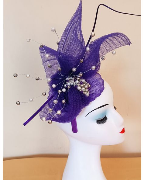 Crinolines plated purple fascinator by cylia's Clue Characters, Purple Fascinator, Brown Eggs, Roaring 20s, Hats Vintage, Clue, Deep Purple, Hat Fashion, Fascinator