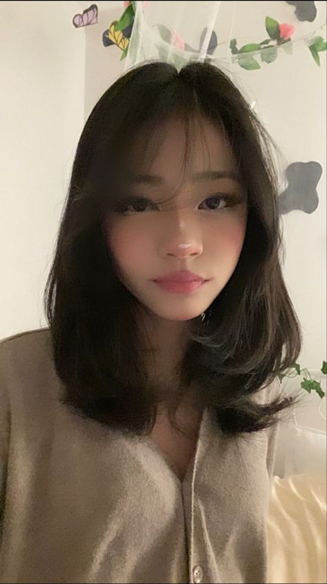 Medium Layered Hair With Curtain Bangs Korean, Haircuts For Asian Women Straight Hair, Wispy Curtain Fringe Short Hair, Haircut Asian Girl, Asian Hair Dyed, Asian Girl Haircut, Asian Dyed Hair, Haircuts For Asian Women, Asian Haircut