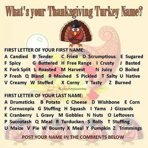 Turkey Names, Thanksgiving Interactive, Thanksgiving Posts, Turkey Quotes, Interactive Post Ideas, Thanksgiving Post, Happy Names, Interaction Posts, Interactive Post