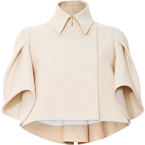 DELPOZO Woven Cape-Effect Cropped Jacket ($885) ❤ liked on Polyvore featuring outerwear, jackets, tops, coats, coats & jackets, ivory, cape coat, collar jacket, ivory jacket and cape jacket Detail Couture, Short Sleeve Jacket, Moncler Jacket, Moda Chic, Pleated Sleeves, Sleeve Jacket, Cropped Jacket, Maxi Skirts, Mode Inspiration