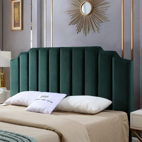 Cal King Headboard, Green Headboard, California King Headboard, Bed Headboard Design, Cal King Bedding, Bed Modern, Velvet Headboard, Bedroom Bed Design, Bed Furniture Design