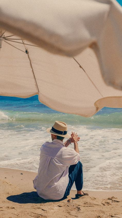 A hat for the beach. André, our iconic Fedora hat reinvents itself in natural straw with a black and white ribbon. Summer Fedora Hat, Summer Fedora, Black And White Ribbon, Summer Capsule, White Ribbon, Fedora Hat, Fedora, The Beach, Straw