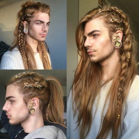 Viking Hair Styles For Men, Celtic Hairstyles, Hairstyles Mens, Beyonce Hair, Hair References, Medieval Hairstyles, Viking Braids, English Characters, Oc Stuff