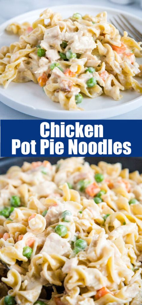 Chicken Pot Pie Noodle Bake, Summer Chicken Pot Pie, Chicken Pot Pie Noodle Skillet 12 Tomatoes, Chicken Pot Pie Pasta Recipe, Shredded Chicken Pot Pie, Chicken Goulash Recipes, Rotisserie Chicken And Noodles, Chicken Pot Pie Noodles, Pot Pie Noodles