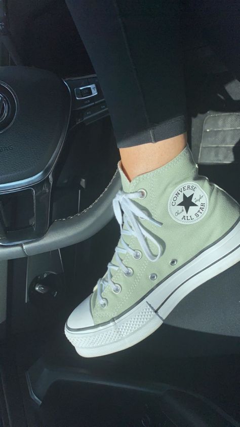 Sage Green Converse, Cute Converse Shoes, Cute Converse, Pretty Sneakers, Trendy Shoes Sneakers, Preppy Shoes, Pretty Shoes Sneakers, Green Converse, Cute Nike Shoes