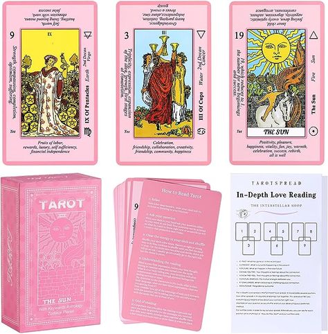 Tarot Card with Guidebook-(Free Velvet Tarot Bag Pouch) Pink Tarot Cards, Astrology 2023, Ancient Zodiac, Pink Tarot, Tarot Cards Aesthetic, Pagan Life, Handwritten Cards, Tarot Guidebook, Cards Aesthetic