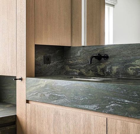 Verde Fusion Granite Green Granite Kitchen, Granite Benchtop, Green Granite Countertops, Green Marble Bathroom, Marble Benchtop, Natural Stone Bathroom, Quartz Bathroom, Stone Benchtop, Granite Bathroom