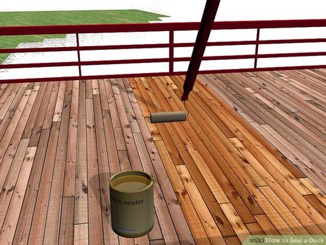 How to Seal a Deck: 9 Steps (with Pictures) - wikiHow Best Deck Stain, Deck Sealer, Deck Step, Wood Decks, Deck Steps, Staining Deck, Wooden Decks, Wood Deck, Deck Design