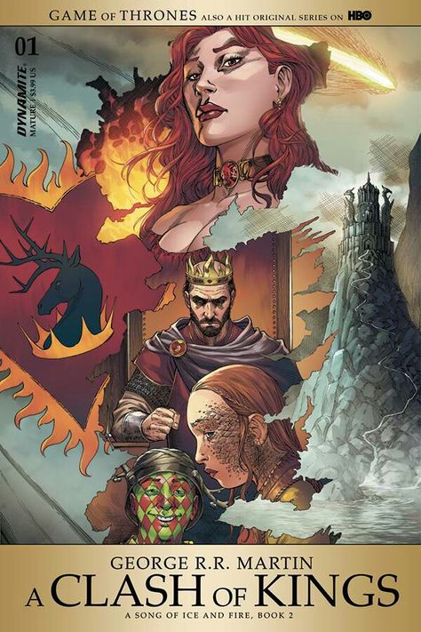 A Clash of Kings comic book cover by Mike S. Miller Game Of Thrones Story, Game Of Thrones Comic, Dynamite Comics, A Clash Of Kings, A Game Of Thrones, Asoiaf Art, Comic Book Store, Gra O Tron, King Book