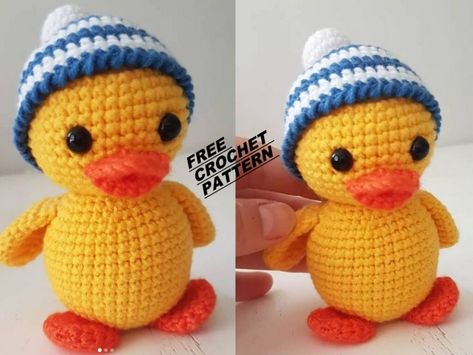 Free Duck Amigurumi Pattern, Crochet Duckie Pattern Free, Amigurumi Duck Free Pattern Crochet Projects, Crochet Jeep Duck, Crochet Duck Hat Pattern Free, Crocheted Rubber Duckie, Crochet Cruise Ducks, Rubber Ducky Crochet, Duckling Crochet Pattern Free