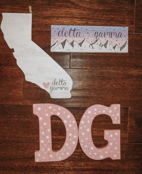 Big/little Baskets, California Painting, Little Gifts Sorority, Big Little Canvas, Mountains California, Sorority Art, Big Little Basket, Sorority Paddles, Big Lil