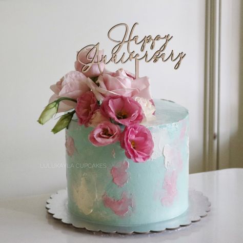 1 Tier Birthday Cake For Women, 1 Tier Birthday Cake, Birthday Cake For Women, Cake For Women, Tier Birthday Cake, Watercolor Cakes, One Tier Cake, Blossom Cake, Cake Elegant