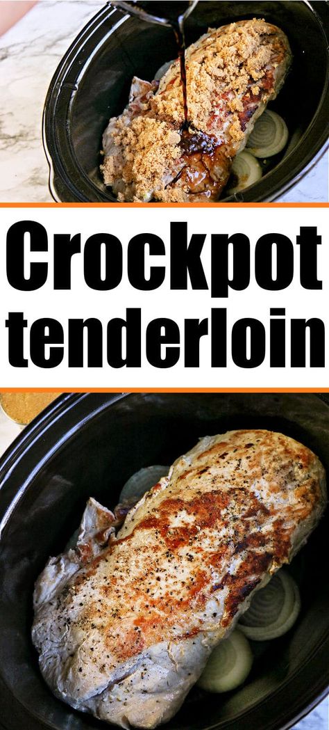 This amazing pork tenderloin slow cooker recipe is so easy to throw together! Tender bites of goodness for dinner packed with protein. Crockpot Pork Loin Recipes, Boneless Pork Loin Recipes, Pork Loin Crock Pot Recipes, Crockpot Meat, Loin Recipes, Crockpot Pork Loin, Pork Loin Recipe, Slow Cooker Pork Tenderloin, Kids Plate