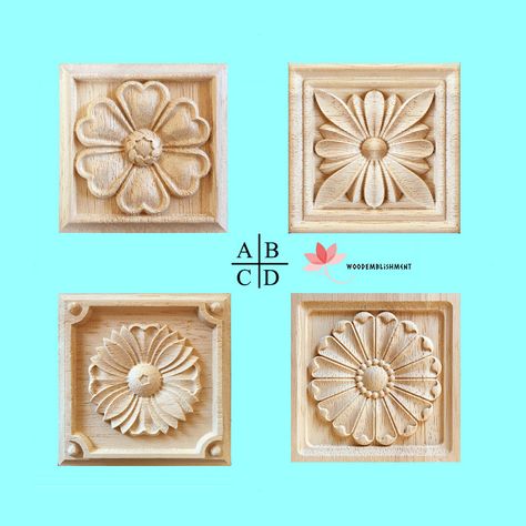 Compass Rose Art, Ornamental Wood Carving, Wood Rosettes, Mala Beads Diy, Carved Rosettes, Round Column, Diy Jewelry Set, Wooden Roses, Wood Appliques