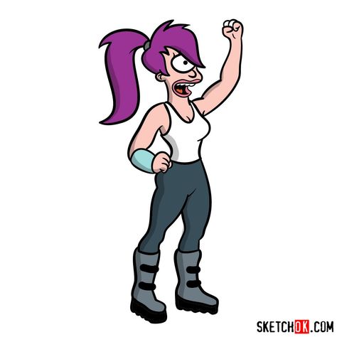 How to draw Leela from Futurama - Step by step drawing tutorials How To Draw Characters, Leela Futurama, Futurama Characters, Painted Pants, Chill Art, Easy Drawing Guides, How To Sketch, Disney Canvas Art, Disney Canvas