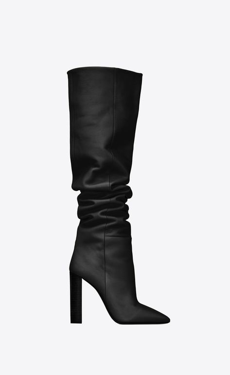 Dr Shoes, Slouch Boots, Black Chunky Heels, Pointed Heels, Slouched Boots, Boots Knee, Chunky Boots, Boots For Women, Chunky Heel