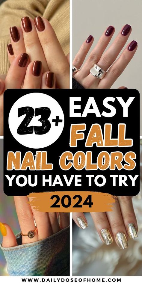 This post shows you 23+ Fall Nail Colors! Fall Nail Colors are the perfect way to embrace the season and add a touch of autumn to your everyday style. Fall 2024 Manicure Colors, Gel Fall Nails, Nails Designs Autumn, Fall Nails Designs Autumn, Fall Nails Ideas Autumn, Nails Ideas Autumn, Nail Colors Fall, Fall Manicure, Fall Nail Trends