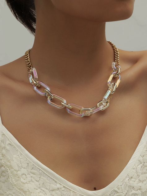 Acrylic Chain Necklace Check out this Acrylic Chain Necklace on Shein and explore more to meet your fashion needs! Acrylic Chain Necklace, Top Jewelry Trends, Macrame Colar, Acrylic Necklace, Doll Jewelry, Classy Jewelry, Acrylic Jewellery, Fancy Jewellery, Plastic Jewelry