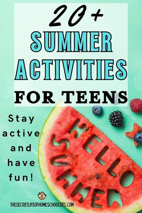 Help your teenagers have fun summer with this list of summer activities for teens to try this summer. It will help them stay active and have fun. Plus, they may find some interests that will keep them active all year! Teenage Summer Activities, Summer Party Activities For Teens, Summer Camp Ideas For Teens, Summer Holiday Ideas For Teenagers, Pre Teen Summer Activities, Teen Summer Activities, Fun Summer Activities For Teenagers, Summer Activities For Teenagers, Free Summer Activities For Teens