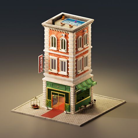 Stylized building Stylized Building, 3d Blender, Isometric Design, World Building, Blender 3d, Art 3d, 3d Modeling, Low Poly, Freelancing Jobs