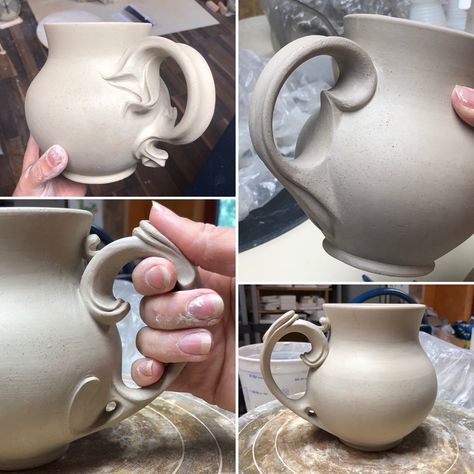 Christina Orthwein East Ceramic Projects, Mugs With Handles, Clay Terran, Wheel Projects Pottery, Creative Ceramic Mugs, Handle Pottery, Fun Ceramic Mugs, Vase Handles, Teapots Ceramic