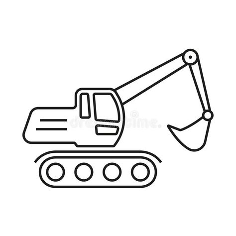 Excavator Drawing Easy, Lorry Tattoo, Excavator Tattoo Ideas, Backhoe Drawing, Construction Doodles, Excavator Tattoo, Digger Illustration, Digger Drawing, Excavator Drawing