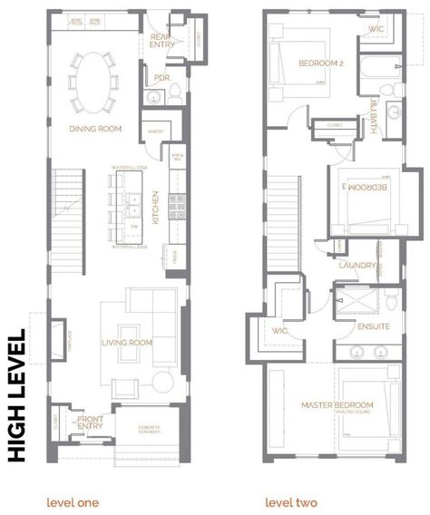 Infill House, Narrow Houses, Narrow House Designs, Narrow House Plans, Narrow Lot House, Townhouse Interior, Tiny House Exterior, Narrow Lot House Plans, House Design Exterior