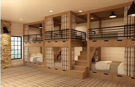 Bunk Room Ideas, Korean Bedroom, Bunk Bed Rooms, Bunk Beds Built In, Built In Bunks, Bunk Rooms, Bunk Room, Dream House Rooms, Bunk House