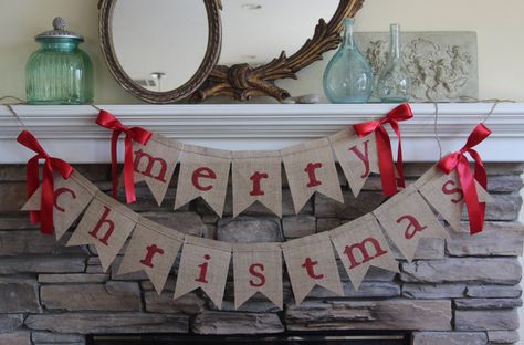 Xmas Garland, Affordable Christmas Decorations, Christmas Burlap, Banner Christmas, Christmas Bunting, Merry Christmas Banner, Pennant Flags, Christmas Banner, Burlap Christmas