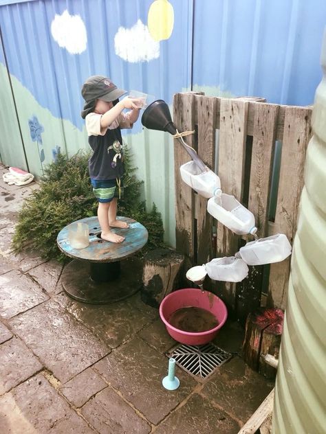 Kids Water Play, Water Play Ideas, Kids Garden Play, Water Play For Kids, Toddler Garden, Outdoor Kids Play Area, Preschool Garden, Outdoor Learning Spaces, Play Area Backyard