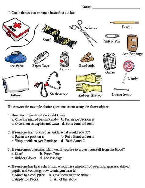 First Aid Worksheets, Basic First Aid Kit, First Aid For Kids, First Aid Tips, Basic First Aid, American Heritage Girls, Girl Scout Activities, Girl Scout Juniors, Safety And First Aid