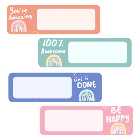 Free Printable Name Tags Templates, School Name Tag Design, Spring Name Tags, Free School Labels, Tag Wallpaper, Name Tag Cute, School Name Tags, Rainbow Illustration, Name Tag For School