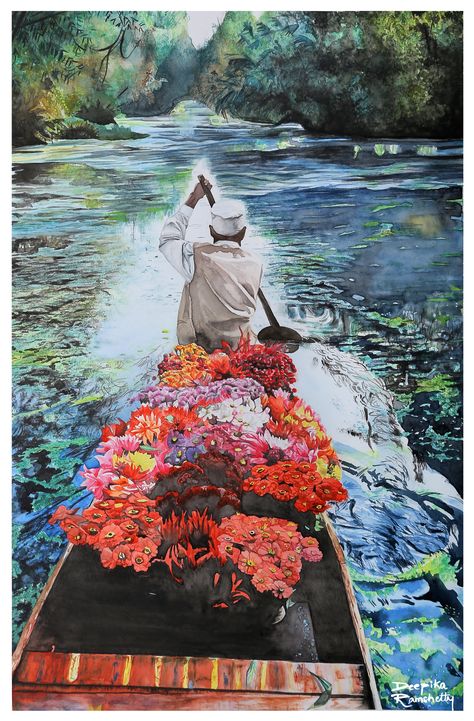 Watercolor Realism, Photojournalism Photography, India Painting, Steve Mccurry, Indian Flowers, Realism Painting, Watercolor Flowers Paintings, Nature Art Painting, Landscape Poster