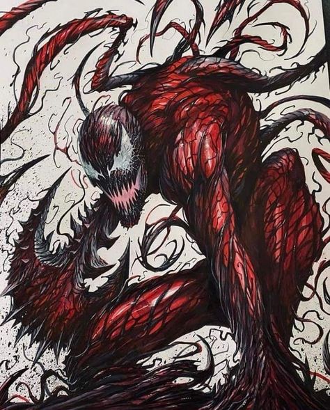 Carnage Art by Francesco Mattina Carnage Art, Carnage Symbiote, Superhero Sketches, Balaclava Scarf, Venom Face, Face Bandana, Marvel Concept Art, Carnage Marvel, Symbiotes Marvel