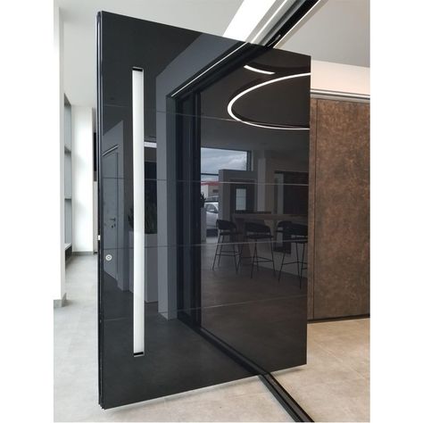 Pivot Doors Entry, Modern Classic Door, Glass Entrance Doors, Modern Glass House, Lighting Mirror, Front Entry Door, Modern Entrance Door, Entry Doors With Glass, Main Entrance Door Design