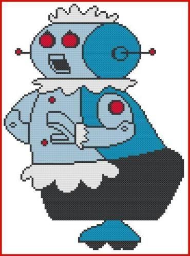 CROSS STITCH+ CRAFT PATTERN Rosie Robot Maid The Jetsons Space Cartoon TV Show | eBay Crochet Plastic Canvas, Jetsons Cartoon, Knitting Graphs, Robot Nursery, Waste Canvas, Space Cartoon, Canvas Rug, Nursery Cross Stitch, Graph Patterns